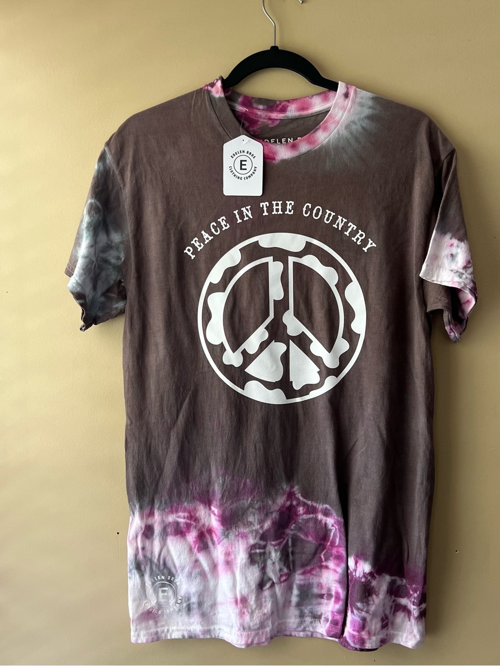 Tie-Dye Short Sleeve Tee with White Peace Graphic